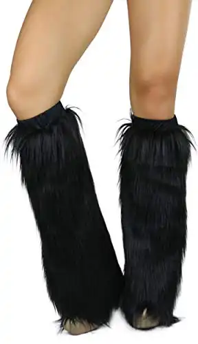 ToBeInStyle Women’s Faux Vibrant Fur Retro Daring 60' Inspired Ravewear Knee High Leg Warmers