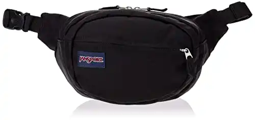 JanSport Fifth Avenue Fanny Pack Crossbody Bags for Women, Men, Black - Stylish, Durable Waist Bag with Adjustable Belt, Main Zippered Pocket, Quick Stash Pocket - Premium Travel Essentials