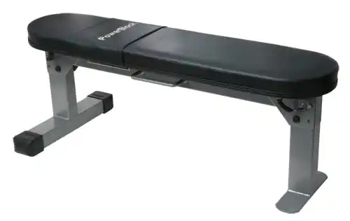 POWERBLOCK Travel Bench, Workout Bench, Folds Up for Easy Storage, Innovative Workout Equipment, Home & Commercial Gyms, Comfortable High Density Foam Upholstery Silver