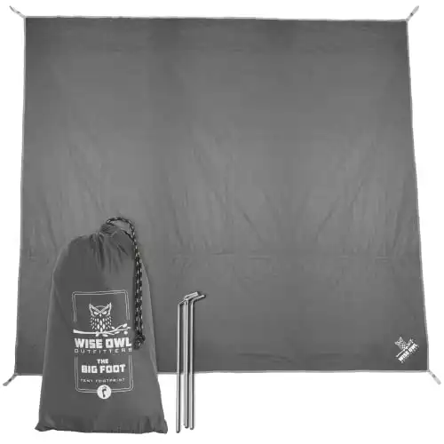 Wise Owl Outfitters Camping Tarp Waterproof for Under Tent - Camping Gear Must Haves w/Easy Set Up Including Tent Stakes and Carry Bag - Medium Grey