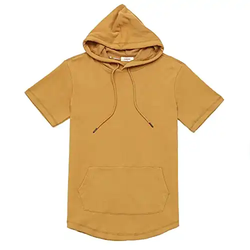 Dubinik®Short Sleeve Hoodie Lightweight Soft Cotton Moisture Wicking Kangaroo Pocket Short Sleeve Hoodie For Men
