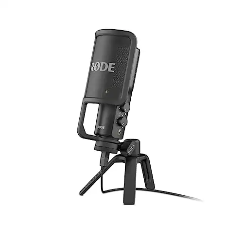 RØDE NT-USB Versatile Studio-quality Condenser USB Microphone with Pop Filter and Tripod for Streaming, Gaming, Podcasting, Music Production, Vocal and Instrument Recording