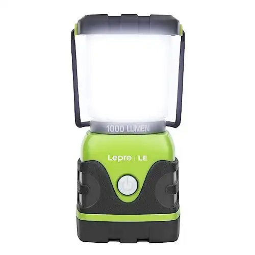 Lighting EVER 1000LM Battery Powered LED Camping Lantern, Waterproof Tent Light with 4 Light Modes, Camping Essentials, Portable Lantern Flashlight for Camping, Hurricane, Emergency, Hiking, Fishing