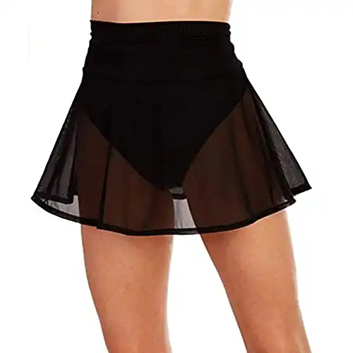 KnniMorning TEES Women's Sheer Mesh Mini Skirts See-Through High Waist Solid Skater Skirt Beach Cover-ups Without Briefs