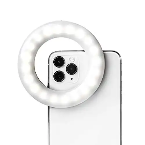 LITTIL Selfie One - Rechargeable Ring Light Clip-on for iPhone, Android, Tablet, and Laptop Camera Photography and Videography | 3 Adjustable Light Modes | Beauty and Influencer Selfie Ring Light