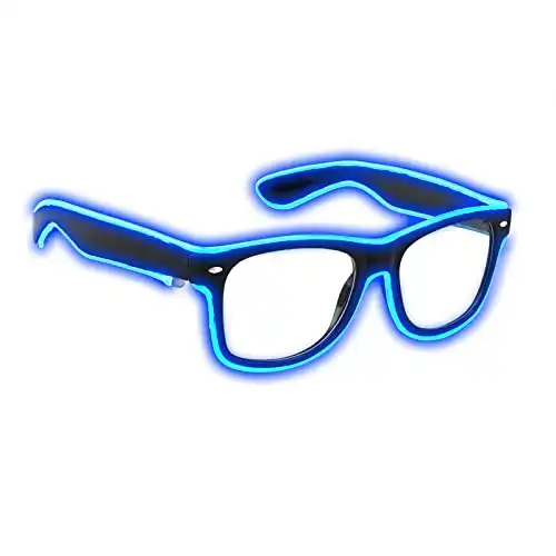 Aquat Light up EL Wire Neon Rave Glasses Glow Flashing LED Sunglasses Costumes For Party, EDM, Halloween RB01 (Blue, Black Frame)