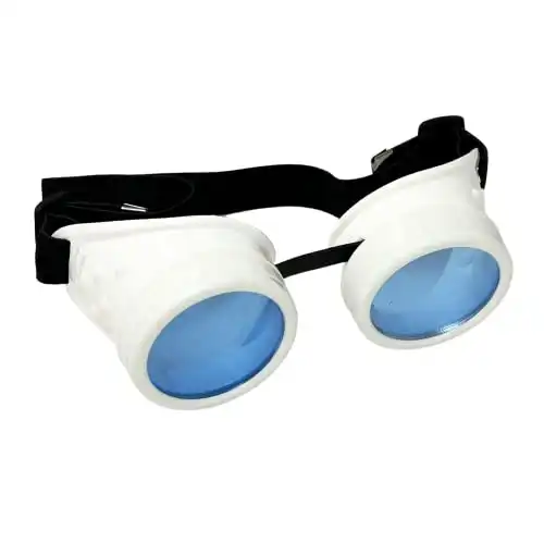 UMBRELLALABORATORY Hyper Vision goggles white Steampunk Rave Meme Glasses - nerd funny gift for men women