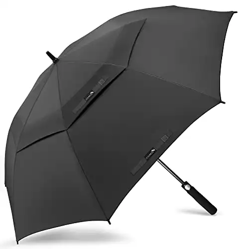 ZOMAKE Large Golf Umbrella 62 Inch - Double Canopy Vented Golf Umbrellas for Rain Windproof Automatic Open Golf Push Cart Umbrella Oversize Stick Umbrellas for Men Women(Black)
