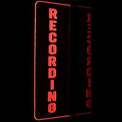 Recording Home Studio Left or Right Flag or Flat to Wall Mount 11-21" 15-30 Leds 9' Cord Acrylic Lighted Edge Lit Sign mirr Made in the USA 9916