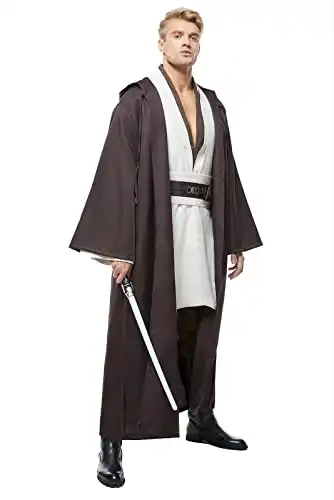 Men's Tunic Costume Adult Outfits Halloween Robe Hooded Uniform XX-Small