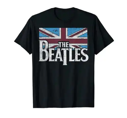The Beatles British Flag Red, White, and Blue Short Sleeve T-Shirt