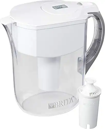 Brita Large Water Filter Pitcher for Tap and Drinking Water with 1 Standard Filter, Lasts 2 Months, 10-Cup Capacity, BPA Free, White