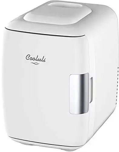 Cooluli Skincare Mini Fridge for Bedroom - Car, Office Desk & Dorm Room - Portable 4L/6 Can Electric Plug In Cooler & Warmer for Food, Drinks, Beauty & Makeup - 12v AC/DC & Exclusive U...