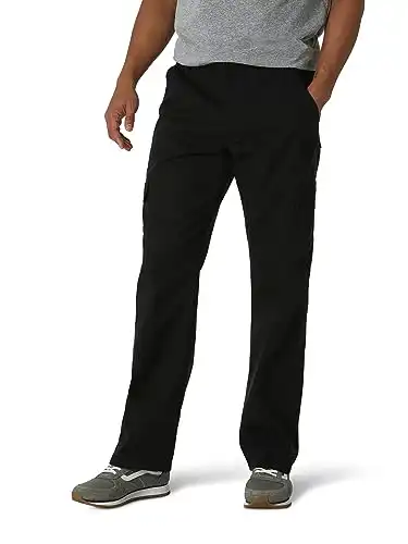 Wrangler Authentics Men's Relaxed Fit Cargo Pant (Logan), Black Twill, 29W x 30L