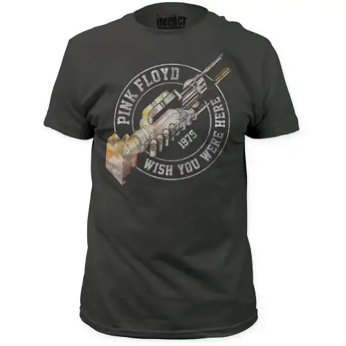 Pink Floyd Rock Band Wish You were Here '75 Adult Fitted Jersey T-Shirt Tee Charcoal