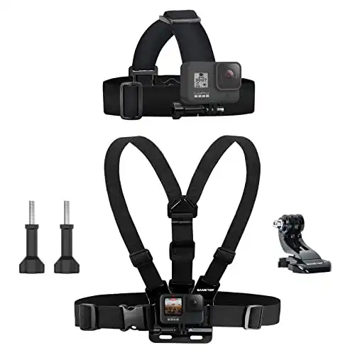 Sametop Head Mount Strap Chest Mount Harness Chesty Kit Compatible with GoPro Hero 11, 10, 9, 8, 7, 6, 5, 4, Session, 3+, 3, 2, 1, Hero (2018), Fusion, Max, DJI Osmo Action Cameras