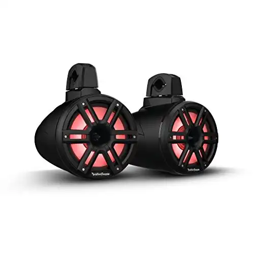 Rockford Fosgate M2WL-8HB Color Optix Multicolor LED Lighted 8" 2-Way Marine Wake Tower Cans & Horn Speakers 300 Watts RMS / 1200 Watts Peak, Stainless & Sport Grilles, Mounting Hardware-...