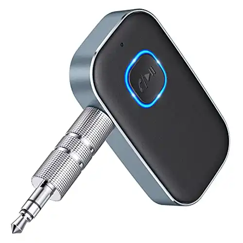 COMSOON Bluetooth AUX Adapter for Car, Noise Reduction Bluetooth 5.0 Receiver for Music/Hands-Free Calls, Wireless Audio Receiver for Home Stereo/Speaker, 16H Battery Life/Dual Connect (Black+Gray)