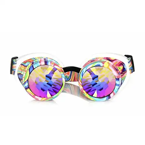 GloFX Kandi Swirl Padded Kaleidoscope Goggles Diffraction Rave Edm Limited Edition Rainbow