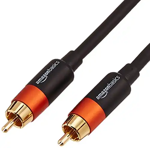 Amazon Basics RCA Digital Audio Coaxial Cable for Stereo Speaker or Subwoofer with Gold-Plated Plugs, 4 Foot, Black