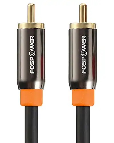 FosPower Digital Audio Coaxial Cable [24K Gold Plated Connectors] Premium S/PDIF RCA Male to RCA Male for Home Theater, HDTV, Subwoofer, Hi-Fi Systems - 3ft