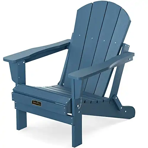 Folding Adirondack Chair Patio Chairs Lawn Chair Outdoor Adirondack Chair Weather Resistant for Patio Deck Garden, Backyard Deck, Fire Pit & Lawn Furniture Lawn Seating- Blue