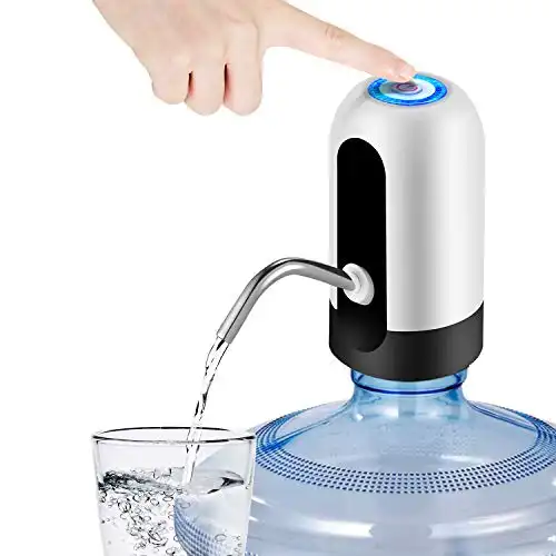 5 Gallon Water Bottle Dispenser, USB Charging Water Bottle Pump, Portable Water Dispenser Pump for Camping (White)