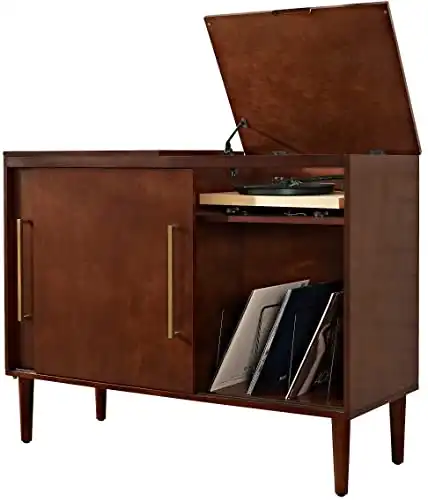 Crosley Furniture Everett Mid-Century Modern Media Console, Mahogany