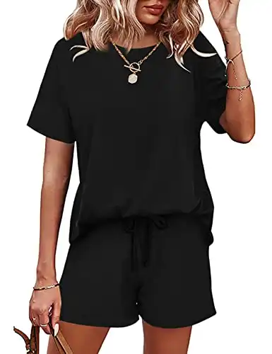 Sousuoty Womens Two Piece Outfits Shorts Set with Pockets