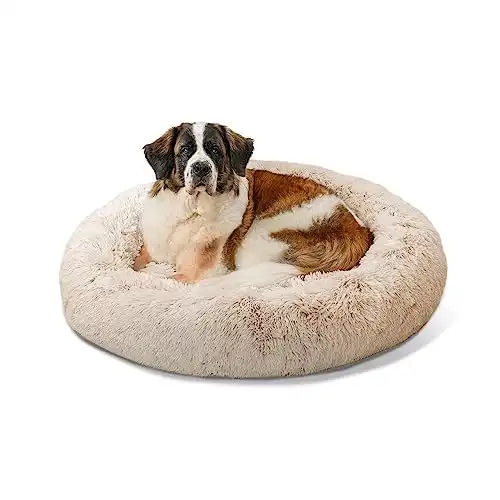 Best Friends by Sheri The Original Calming Donut Cat and Dog Bed in Shag Fur Taupe, Extra Large 45x45