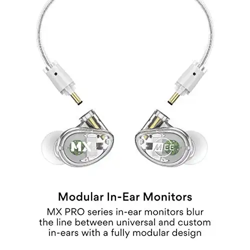 MEE Professional MX2 PRO Dual-Driver Hybrid Musician's in Ear Monitor Headphones with Dedicated Subwoofer for Realistic Bass; Noise Isolating Earphones with Optional Customization & Detachabl...