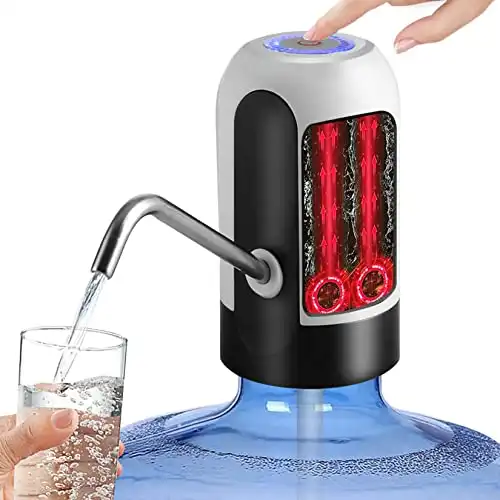 PUDHOMS 5 Gallon Water Dispenser - USB Charging Universal Fit Water Bottle Pump for Drinking Water Portable Automatic Electric Pump for Home Kitchen Office Camping Switch for 2-5 Gallon Jugs