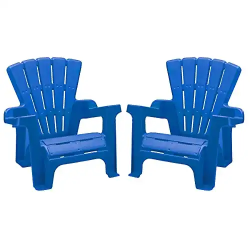 American Plastic Toys Kidsâ€™ Adirondack (Pack of 2), Outdoor, Indoor, Beach, Backyard, Lawn, Stackable Lightweight, Portable, Wide Armrests, Comfortable Lounge Chairs for Children, Blue (2p...