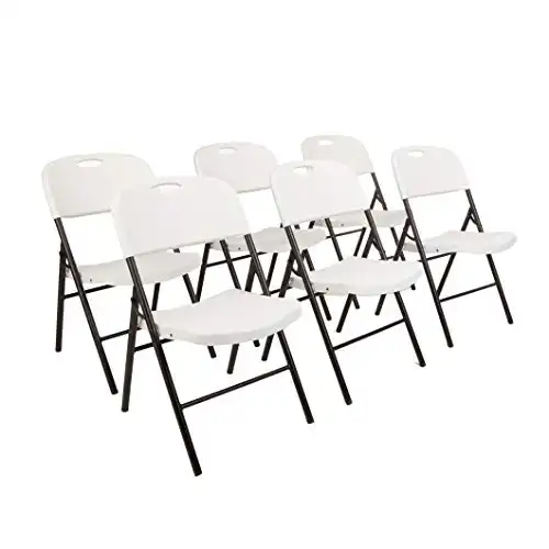 Amazon Basics Folding Plastic Chair with 350-Pound Capacity - 6-Pack, White