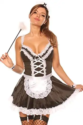 Velvet Kitten by Lingerie Diva Sexy Women's Maid for You Costume (Small, Black/White)