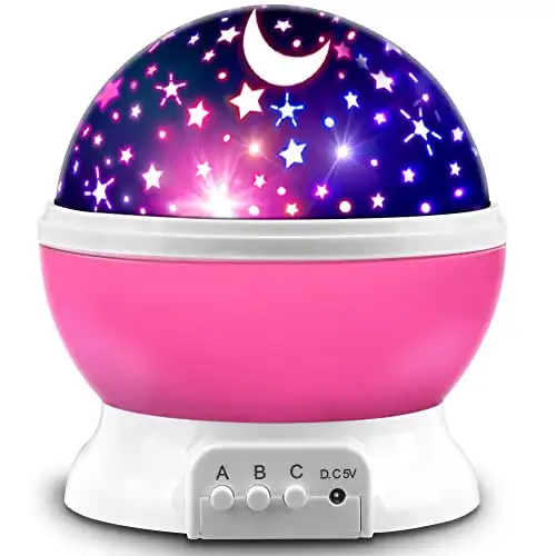 Star Projector, MOKOQI Night Light Lamp Fun Gifts for 1-4-6-14 Year Old Girls and Boys Rotating Star Sky Moon Light Projector for Kids Bedroom Decor -Pink