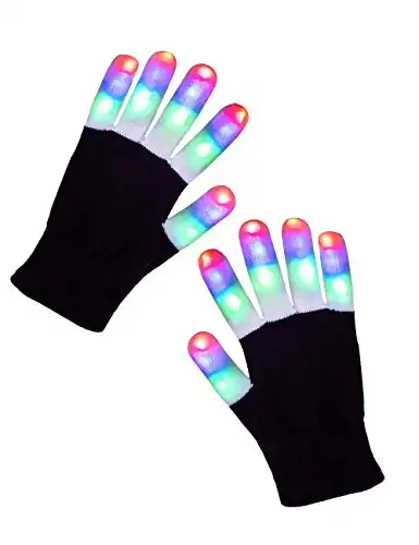 Aubllo LED Gloves Kids Toys Stocking Stuffers Light Up Gloves 3 Colors 6 Modes Gifts for Boys Girls