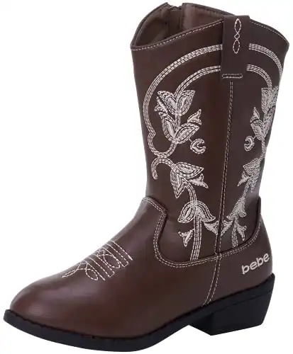bebe Girls’ Cowgirl Boots – Classic Western Cowboy Boots (Toddler/Girl), Size 5 Toddler, Brown