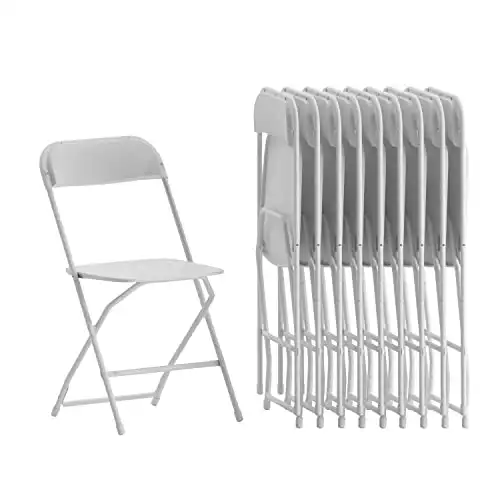 Flash Furniture Hercules Plastic Folding Chair - White (10 Pack) | Lightweight, Durable, and Comfortable Event Chair | 650LB Weight Capacity