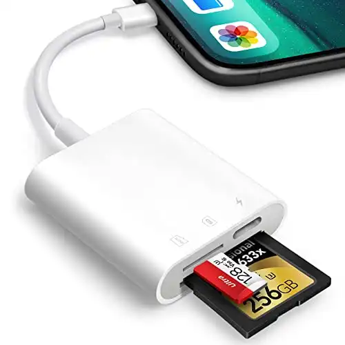 SD Card Reader for iPhone iPad,Oyuiasle Trail Game Camera SD Card Viewer with Dual Slot for MicroSD/SD,Photography Memory Card Adapter,Plug and Play