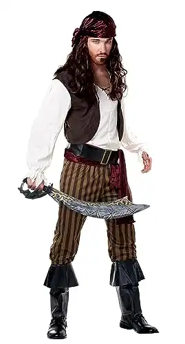 Men's Rogue Pirate Costume Medium Brown