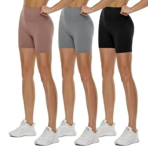 QGGQDD 3 Pack High Waisted Biker Shorts for Women – 5" Buttery Soft Black Workout Yoga Athletic Shorts