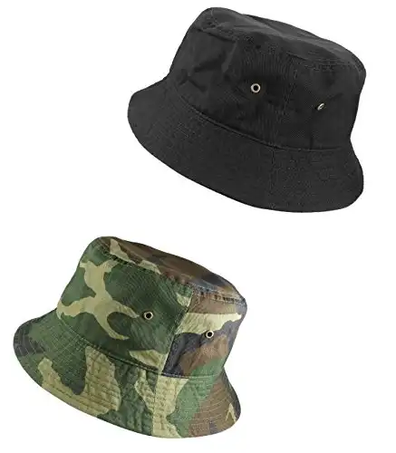Gelante Solid Color 100% Cotton Bucket Hat for Women and Men Packable Travel Summer Beach Hat