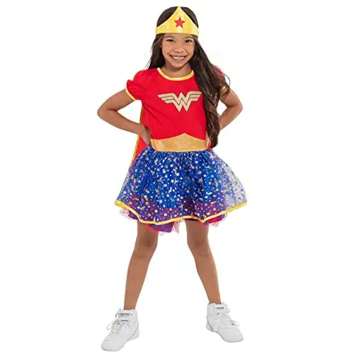 Warner Bros. Justice League Wonder Woman Toddler Girls Short Sleeve Costume Cape Dress & Headband 2T