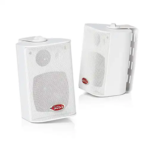 Boss Audio MR4.3W 200-Watt 3 Way Marine 4-Inch Enclosed System Speaker, White
