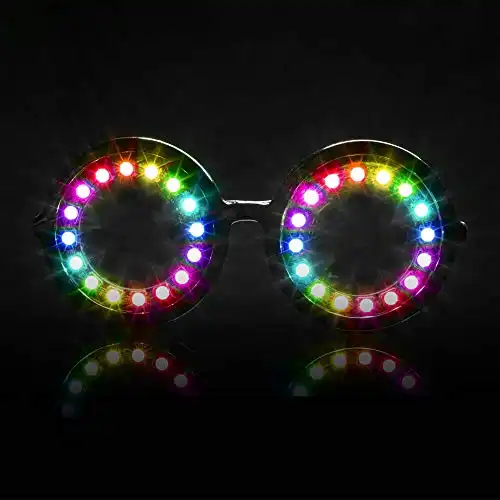 Pixel Pro Led Glasses - 350 Epic Modes - Programmable Rechargeable Light Up Edm Festival Rave Party Sunglasses