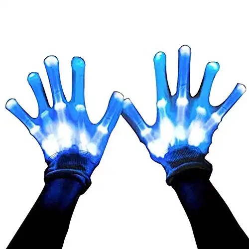 MAGIFIRE Led Skeleton Gloves, 12 Color Changeable Light Up Shows Halloween Costume, Novelty