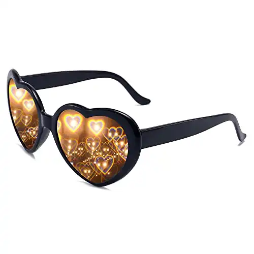 Dollger Heart Sunglasses Heart Effect Diffraction Glasses Festival Accessories Party Rave Lights Glasses Love Gift