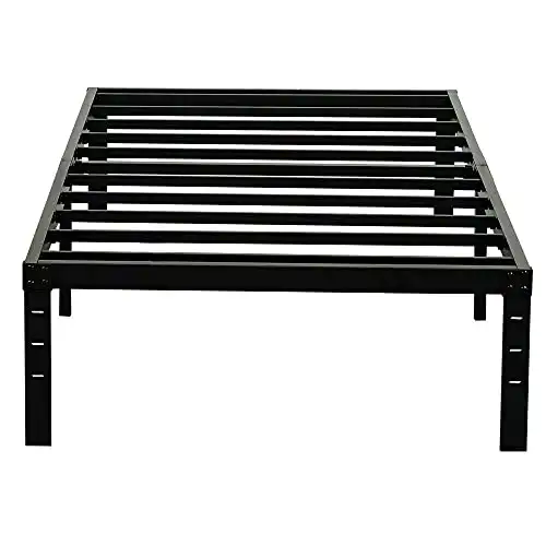 Wulanos Twin XL Size Bed Frame, 3500lbs Heavy Duty Metal Frames with Steel Slats Support 14 Inch High Platform Bedframe with Storage, No Box Spring Needed, Sturdy and Durable Noise-Free, Black