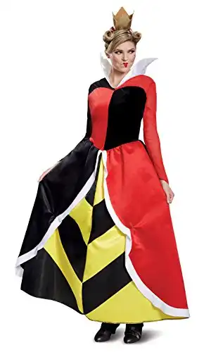 Disguise Women's Queen of Hearts Deluxe Adult Costume, red, S (4-6)